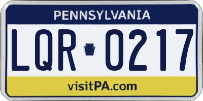 PA license plate LQR0217