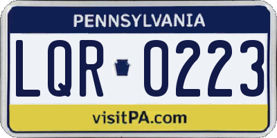 PA license plate LQR0223