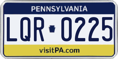 PA license plate LQR0225