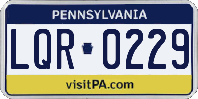 PA license plate LQR0229