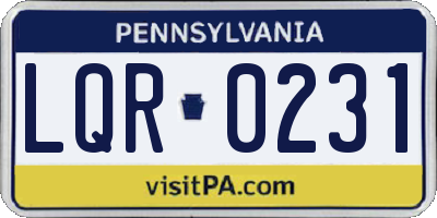 PA license plate LQR0231