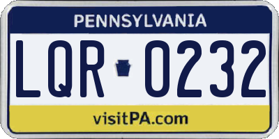 PA license plate LQR0232