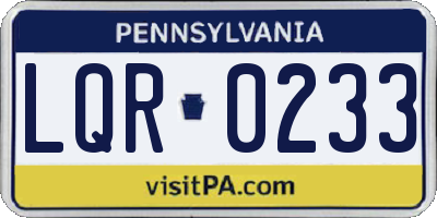 PA license plate LQR0233