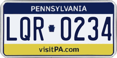 PA license plate LQR0234
