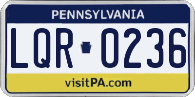 PA license plate LQR0236