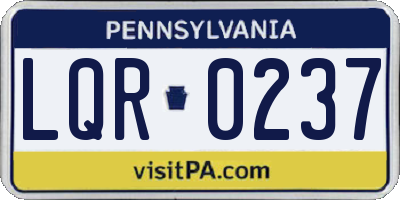 PA license plate LQR0237