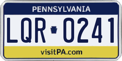 PA license plate LQR0241