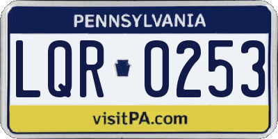 PA license plate LQR0253
