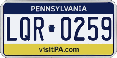PA license plate LQR0259