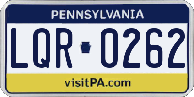 PA license plate LQR0262