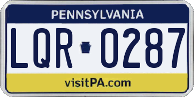 PA license plate LQR0287
