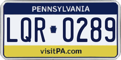 PA license plate LQR0289