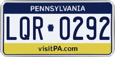 PA license plate LQR0292
