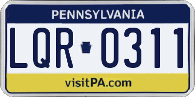 PA license plate LQR0311