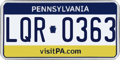 PA license plate LQR0363