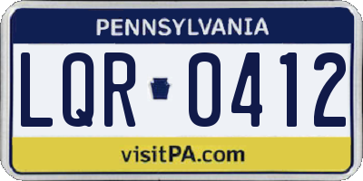 PA license plate LQR0412