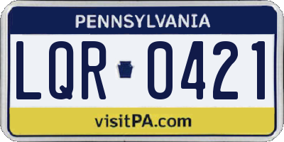 PA license plate LQR0421