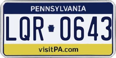 PA license plate LQR0643