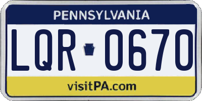 PA license plate LQR0670