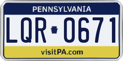 PA license plate LQR0671