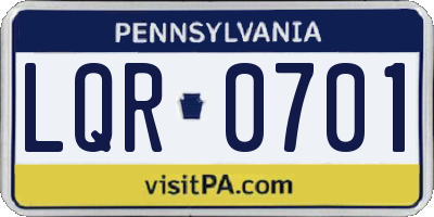 PA license plate LQR0701