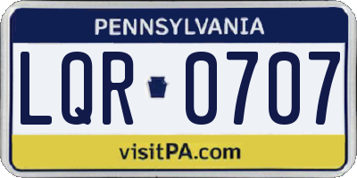 PA license plate LQR0707