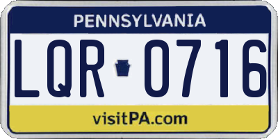 PA license plate LQR0716