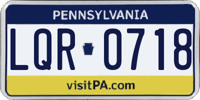PA license plate LQR0718