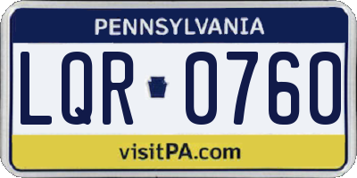 PA license plate LQR0760