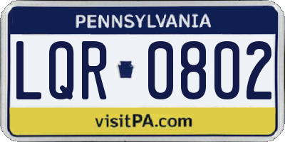 PA license plate LQR0802