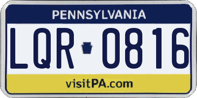 PA license plate LQR0816