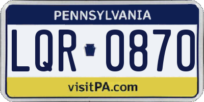 PA license plate LQR0870