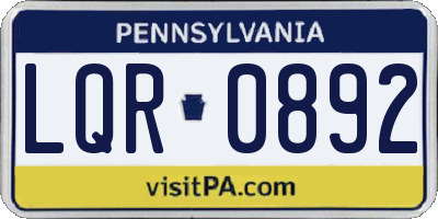 PA license plate LQR0892