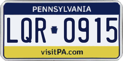 PA license plate LQR0915