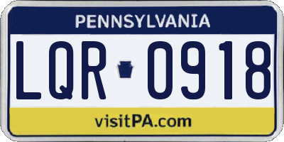 PA license plate LQR0918
