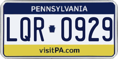 PA license plate LQR0929