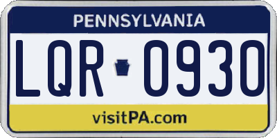 PA license plate LQR0930
