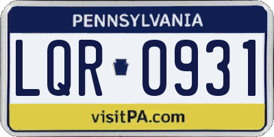 PA license plate LQR0931