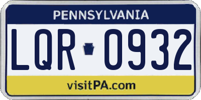 PA license plate LQR0932