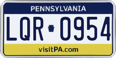 PA license plate LQR0954