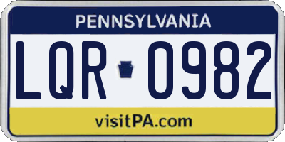 PA license plate LQR0982