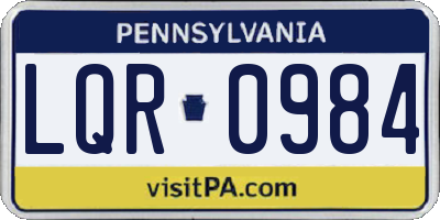 PA license plate LQR0984