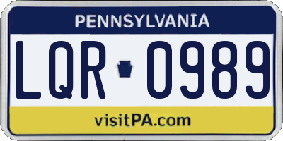 PA license plate LQR0989