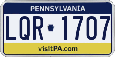 PA license plate LQR1707