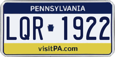 PA license plate LQR1922
