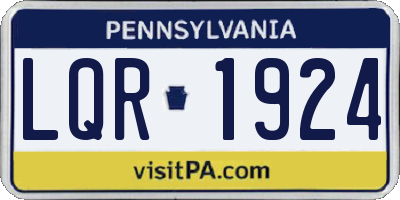 PA license plate LQR1924