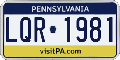 PA license plate LQR1981