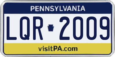 PA license plate LQR2009