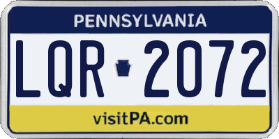 PA license plate LQR2072