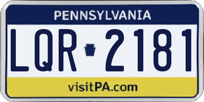 PA license plate LQR2181